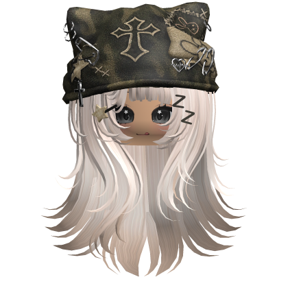Beige Cross Beret Emo Girl Hair