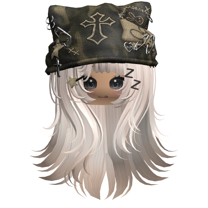 Beige Cross Beret Emo Girl Hair
