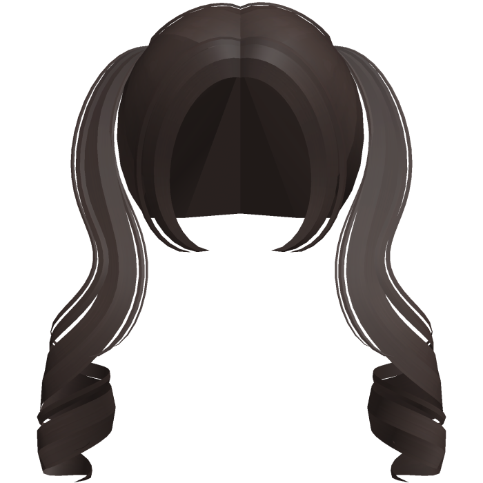 ♡ kawaii long dark brown curly pigtails