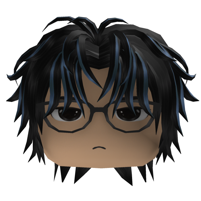 Layered Hair w/ Round Glasses (Black/Blue)