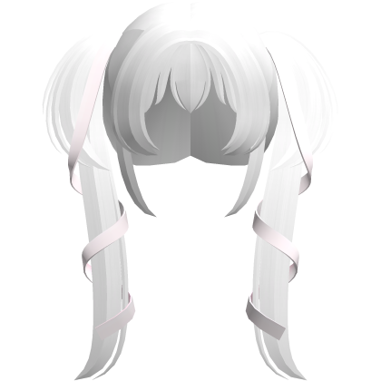 white dolly ribbon laced long pigtails