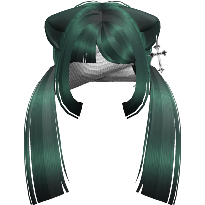 Gothic Shoujo Bandage Straight Pigtails in Green Roblox item