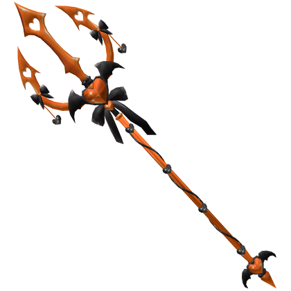 Bat Devil Imp Heart Trident - Black Orange