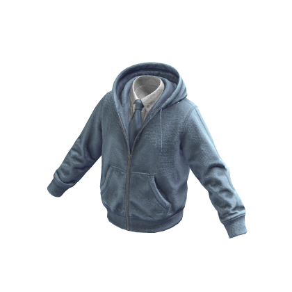 Blue-White Layered Hoodie w/ Shirt & Tie 