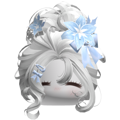 ♡ Christmas Flowery Bun Updo (White & Blue)