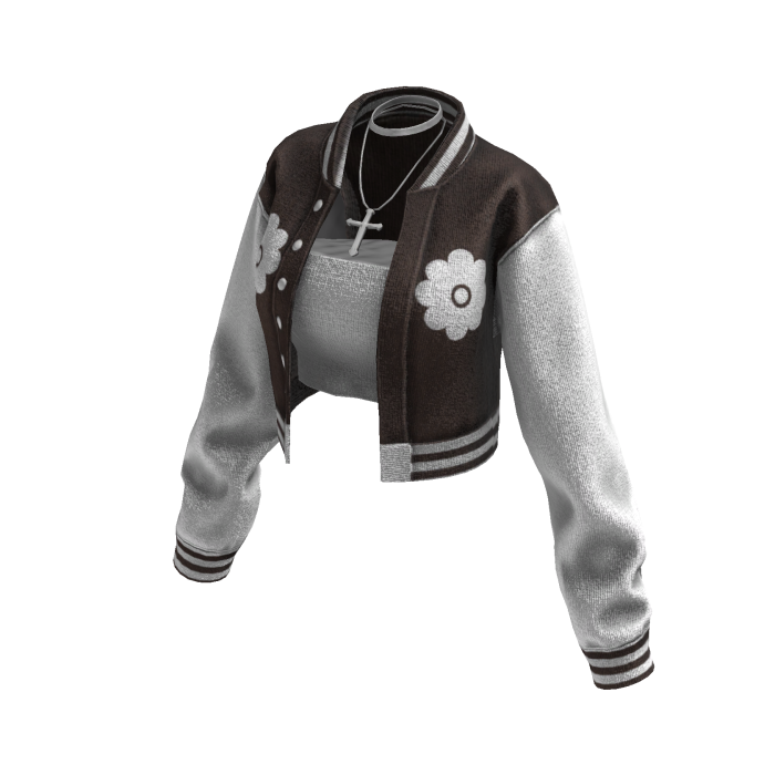 Cropped Bomber Jacket (Brown White)