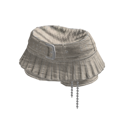 Y2K Pleated Mini Skirt w/ Belt & Chain (Beige)