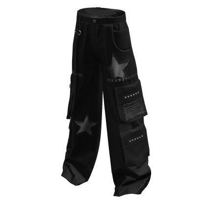 Stars Y2K Cargo Pants Black