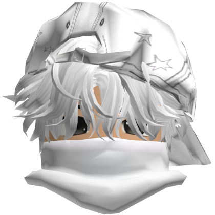 y2k anime boy cute white hair face mask tryhard