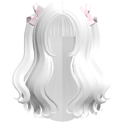 white lovely kawaii long hair w pigtails Roblox item
