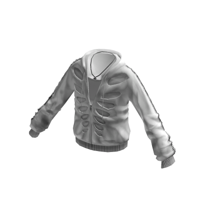 Rib Cutout Zip Hoodie (White)