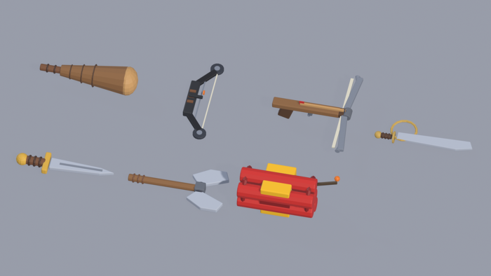 Low Poly Weapons Pack Sword Gun Axe Bow x65 preview 3