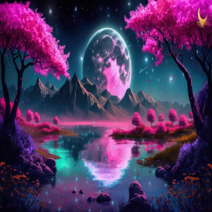 moon night cherry blossom scenery Roblox decal