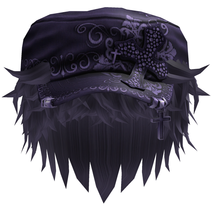 Purple Messy Anime Hair w/ Purple Cadet Cap