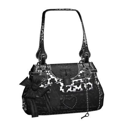Black Y2K Leopard Bow Shoulder Bag