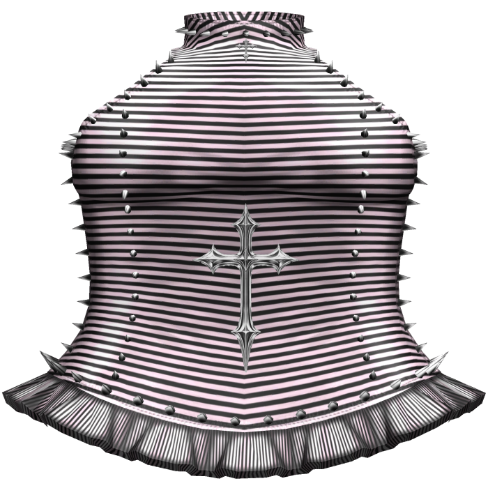 Emo Pink Striped Spiked Turtleneck Cross Dress