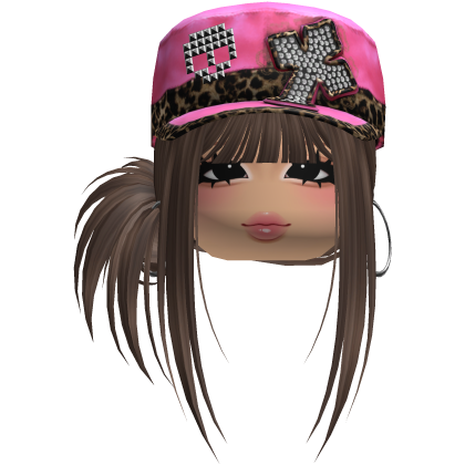 Gyaru Side Bun Hair w/ Cheetah Cap & Earrings