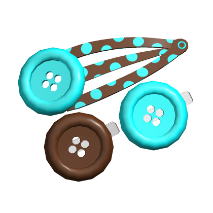 Gyaru XL Cyan & Brown Button Hairclips Roblox item