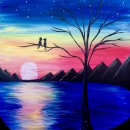 Painting of a moon and a tree Roblox decal