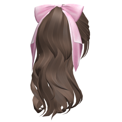 Cute Curly Ponytail Hair w/ Bow (Light Brown) Roblox item