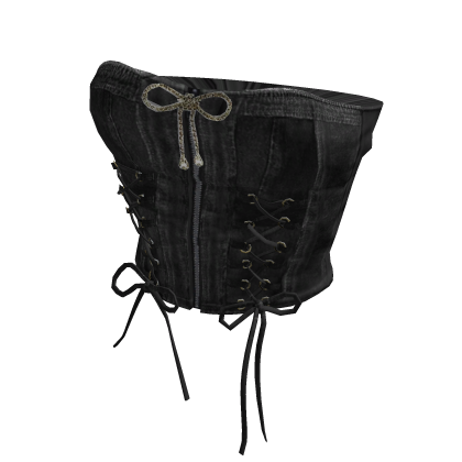 denim bow tie corset_TOP530_ black y2k