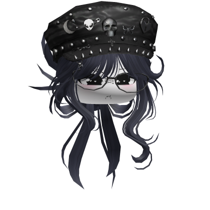 Emo Vamp Bun w/ Skull Beret (Dark Blue) Roblox item