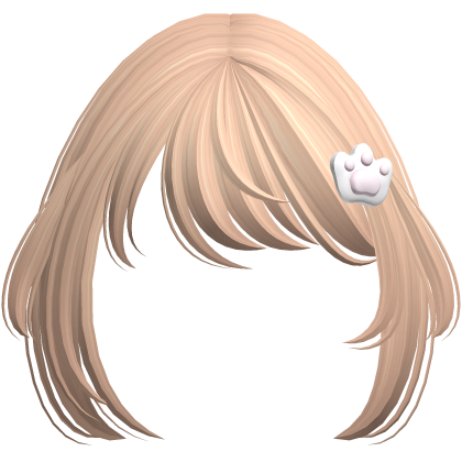 Kawaii Cat Ears Bangs w/ Paw Hairclip (Blonde) Roblox item