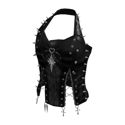 Halter Top with Stars and Front Tie (Black)