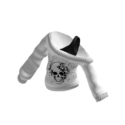 Y2K Black Skull Oversized Off Shoulder Sweater thumbnail