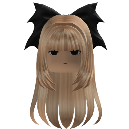 Long Straight Hair w/ Bow (Blonde)