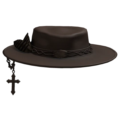 brown wide brim hat w/ cross | Roblox Item - Rolimon's