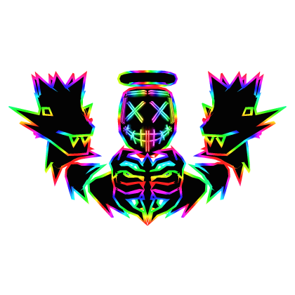 Cartoony Rainbow Halo Mask Skull Dragons Combo Roblox item