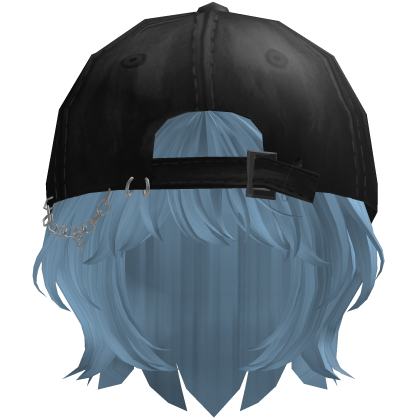 Blue Short Wolf Cut Hair w/ Y2K Distressed Hat Roblox item