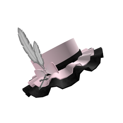 ♡ Pink/Black Ruffle Doll Hat Ribbon Cross Charm  Roblox item