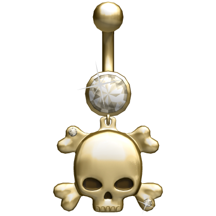Oversized Emo Skull Gold Belly Ring Piercing 