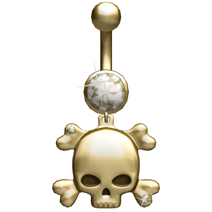 Oversized Emo Skull Gold Belly Ring Piercing 