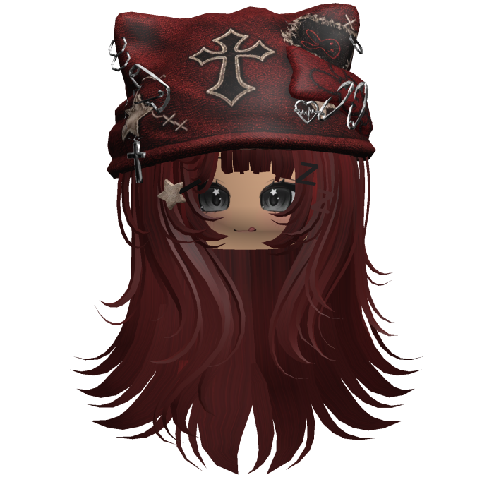 Red Cross Beret Emo Girl Hair