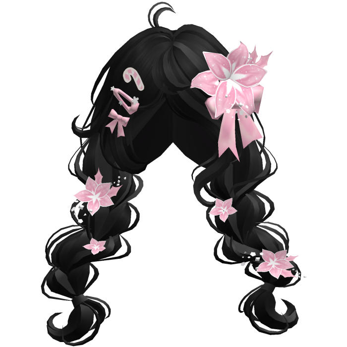 ♡ Christmas Preppy Flower Braids (Black)