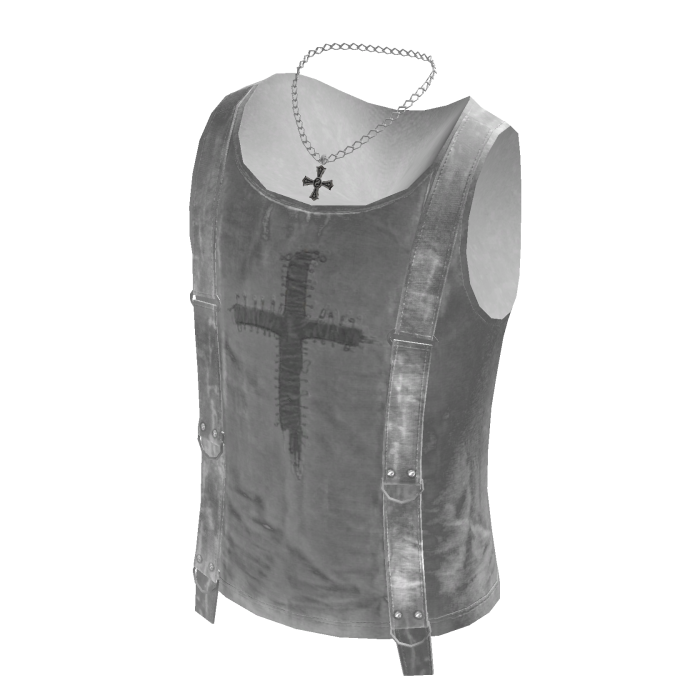 Gothic Strap Tank Top w/ Cross Chain (White)