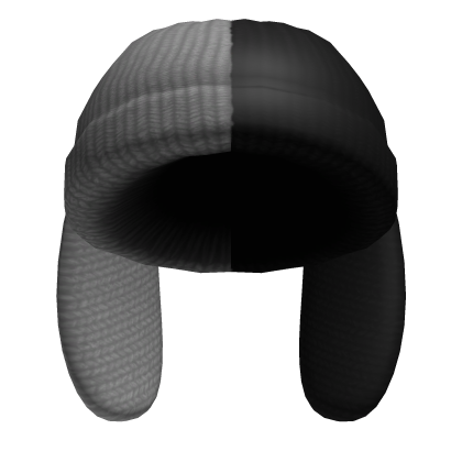 Y2K  Knitted Bunny  Beanie - Black & Gray Roblox item