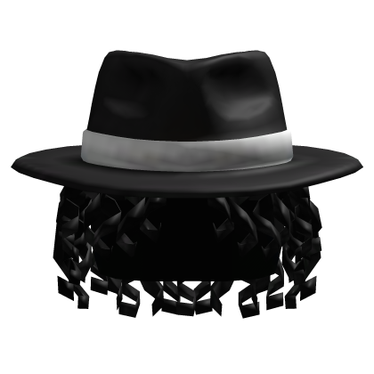 Micheal Jackson Black Fedora Curly Hair (White) Roblox item