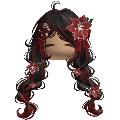 ♡ Christmas Preppy Flower Braids (Black & Red)