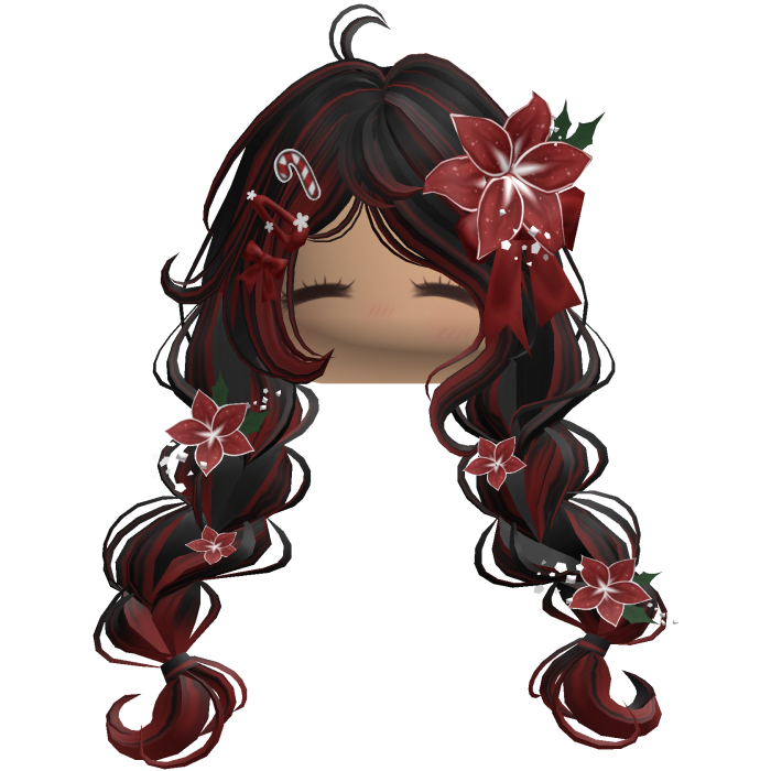 ♡ Christmas Preppy Flower Braids (Black & Red)