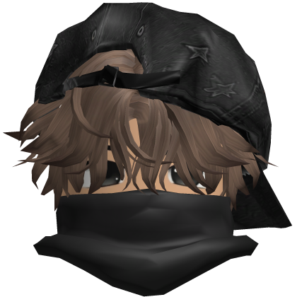y2k anime boy cute brown hair face mask tryhard