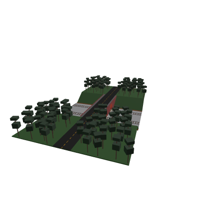 Arch Bridge with road and trains
