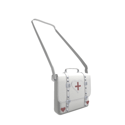 white nurse heart cross body bag Roblox item
