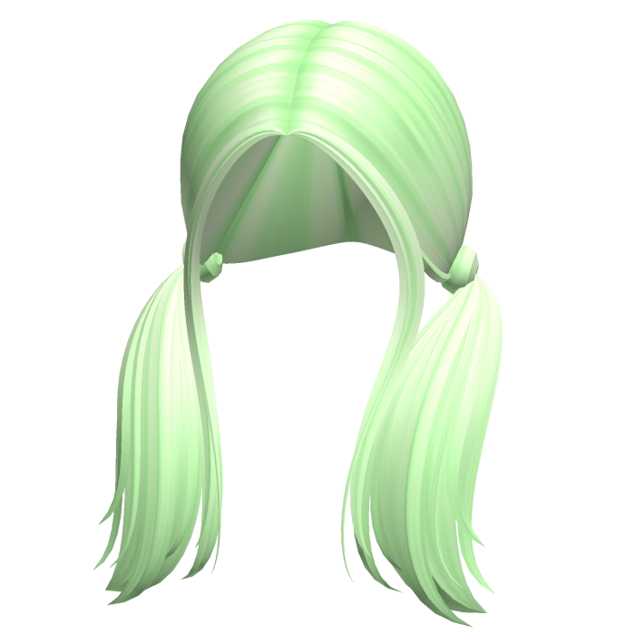 -',ৎ Straight Shaggy Preppy Pigtails in Green