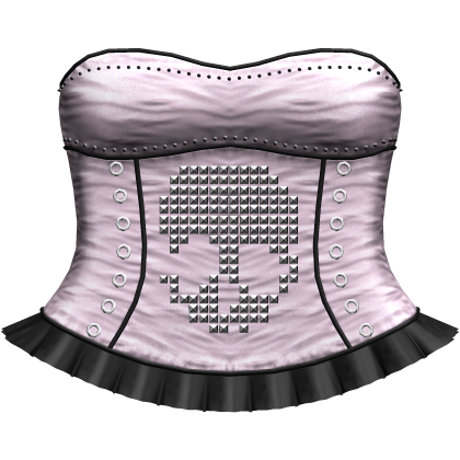 emo studded skeleton short dress in pink and black