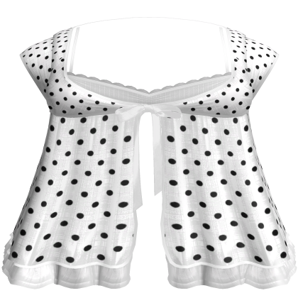 White Polka Cute Top Gothic Doll Dress 