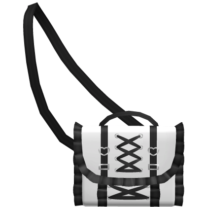 kawaii ruffled black n white letter waist bag 3.0 Roblox item